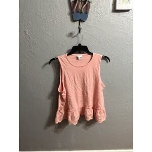 J Crew Womens Light Peach Color Sleeveless Shirt Size XL Cropped